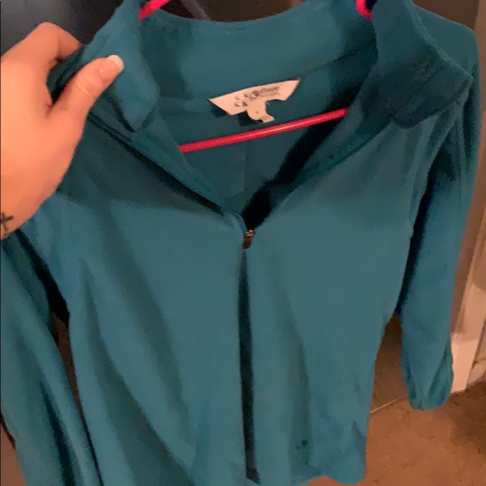 Blue fleece pullover